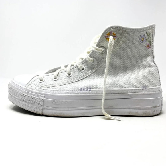 Converse Chuck Taylor All Star Lift Embroidery Hightop Platform Sneakers Sz 10.5 - Picture 11 of 16